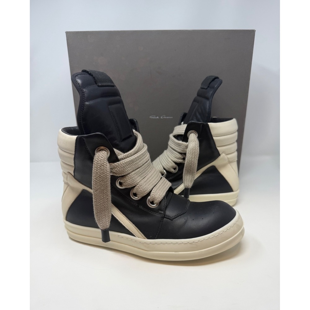 Rick Owens Jumbo Laced Geobasket Sneaker Black/Milk Size 8 US 41 EU